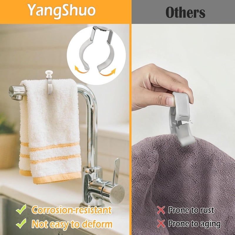 YANGSHUO Towel Clips Holder Kitchen: 2-Pack Metal Towel Clips | Rust & Heat Resistant Towel Holder - Prevents Towel Falling on Oven Handle, Stove, Dishwasher, Bathroom Rack, Gift for Women Mom - Image 4